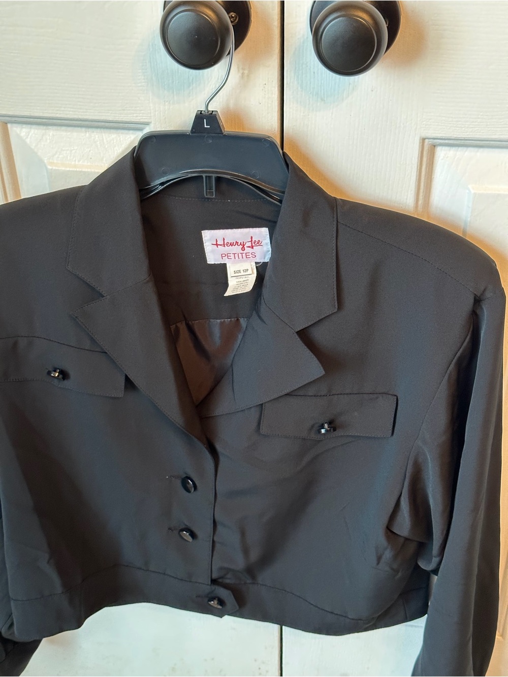Black Cropped Button-Front Jacket - Picture 6 of 6